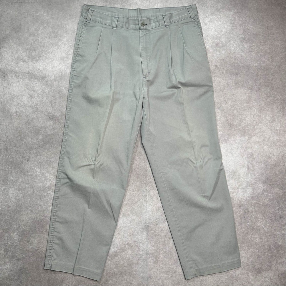 Vintage Levi's Pants Mens 35x28 Gray Khaki Officer Corps Chino Pleated 90s 80s